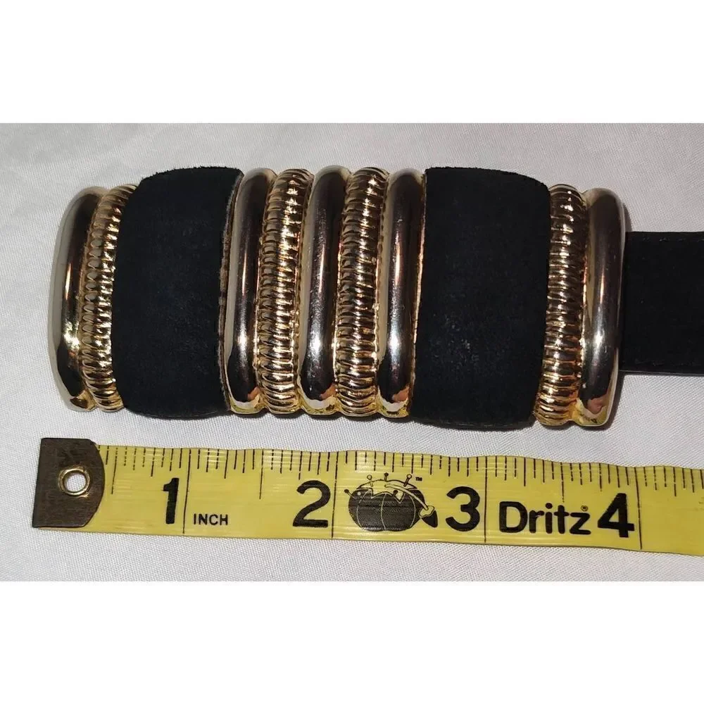 Leather Shop Genuine Leather women's belt # 2223 Size Small Black w gold hardwar